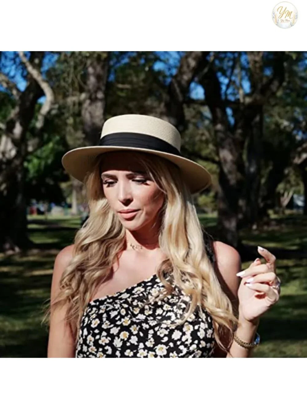 Wide Brim Straw Boater Hat Foldable Packable Beach Sun Hat